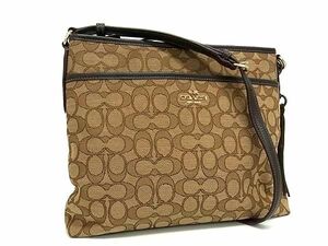 1円 ■極美品■ COACH コーチ F58285 シグネチャー キャンバス×レザー クロスボディ ショルダーバッグ レディース ブラウン系 FD0426