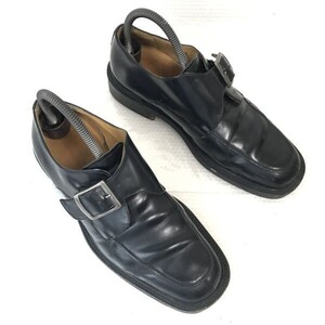 90s?/イタリア製★ホーキンス/Hawkins★オールレザー/重厚本革/モンクストラップ/Uチップ【39/24.5/黒/BLACK】dress shoes◆pG-168