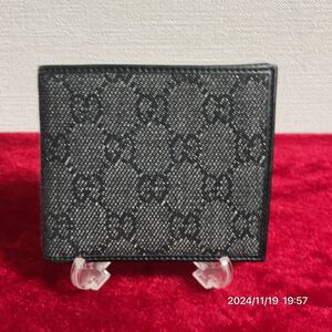 GUCCI グッチ GGロゴ キャンバ レザー 革 二つ折り ウォレット 財布 