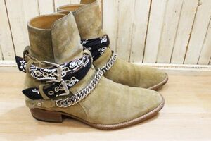 3085★AMIRI/アミリ BANDANA BUCKLE BOOT バンダナバックル スウェード ブーツ ベージュ サイズ42 (26.5cm程度) ジャスティンビーバー★