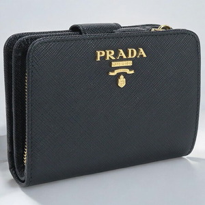 中古 プラダ 二折財布小銭入付き レディース ブランド PRADA サフィアーノマルチカラー財布 1ML018 ブラック 財布