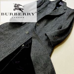 005【別格!!!ツイード　ロングコート!!】定価18万●BURBERRY COLLECTION●チェスターコート バーバリーコート メンズ L イングランド製