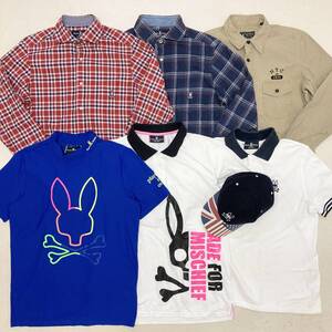 ● Psycho Bunny サイコバニー ゴルフウェア 7点 まとめ売り ポロシャツ シャツ Tシャツ キャップ チェック ロゴ サイズMIX メンズ 1.42kg