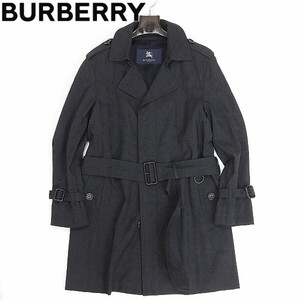 国内正規品◆BURBERRY LONDON バーバリー ロンドン ストレッチ チェック柄 ベルテッド コート チャコール M