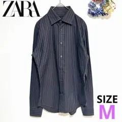 【ザラ】ストライプシャツ 長袖 メンズ M 羽織 カジュアル お洒落 ZARA