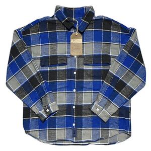 【即決】22SS Sサイズ テンダーロイン FLANNEL CHECK SHT チェック ネルシャツ ハイネック ブルー