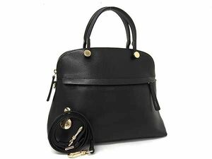 1円 FURLA フルラ パイパー レザー 2WAY ハンドバッグ トートバッグ ショルダー クロスボディ 斜め掛け レディース ブラック系 CC2701