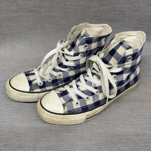 A210 CONVERSE コンバース ハイカット スニーカー 24.5㎝ ネイビー ホワイト リネンチェック ALL STAR オールスター カジュアル