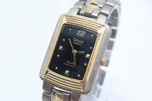 【W126-438】動作品 電池交換済 OMAX オーマックス クリスタルガラス 腕時計 HG1190 メンズ【送料全国一律185円】