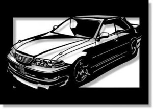 トヨタ(TOYOTA) マークII JZX100の切り絵　【A4サイズ】[C4-113]