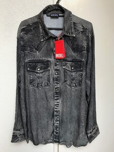 未使用☆DIESEL☆ディーゼル トロンプルイユ レーヨン シャツ/【S-GILS-DNM】/転写デニム/サイズ:46(M)/定価:53,900円/メンズ