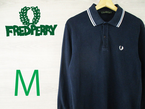 FREDPERRY●フレッドペリー イタリア製＜コットン ロゴ刺繍 長袖 ポロシャツ＞●H3682c