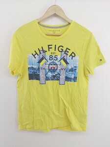 ◇ TOMMY HILFIGER トミーヒルフィガー プリント 半袖 Tシャツ カットソー サイズ S イエロー メンズ P