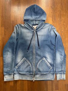 YANUK（ヤヌーク）HOODIE ダメージ加工デニットパーカー　57261011 BLUE サイズS