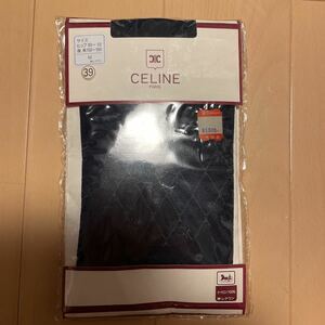 送料込み　新品未使用　CELINE セリーヌ　柄入りタイツ　サイズM 黒ブラック　(株)レナウン　送料無料