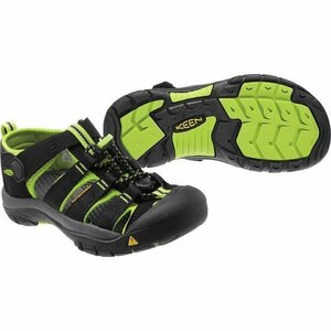 超美品 箱付 人気カラー KEEN キーン 防水 サンダル 靴 キッズ NEWPORT H2 ニューポート エイチツー BLACK/LIME GREEN 1009942 KIDS 18.5