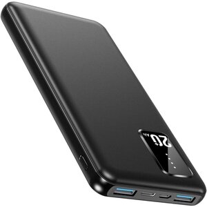 モバイルバッテリー 20000mAh 3台同時充電 大容量 軽量 急速充電器 薄型 PSE 5v/2a USB-A+Type-C入出力ポート iPhone Android ブラック