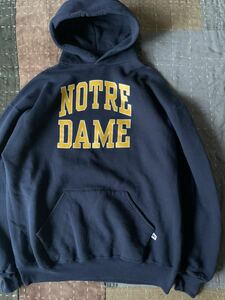 90s XL Russell notre dame スウェット パーカー ノートルダム USA製 アメリカ製 vintage ビンテージ 紺 navy