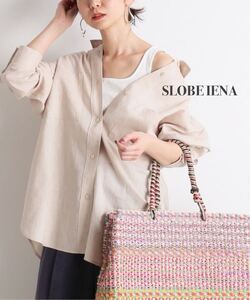 リネン混オーバーシャツ◇SLOBE IENA スローブイエナ　リネン混シャツ　シワ防止　ベージュ F