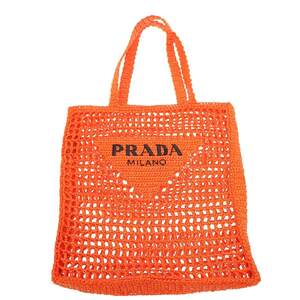 PRADA プラダ クロシェ ラフィアトートバッグ オレンジ ITMIK18TPNL6