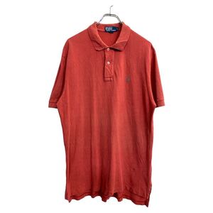 POLO RALPH LAUREN 半袖ポロシャツ エルサイズ ポロラルフローレン 朱色 コットン 古着卸 アメリカ仕入 t2410-3044