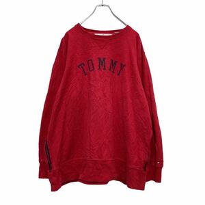 TOMMY HILFIGER スウェット トレーナー ウィメンズ 2X レッド トミーヒルフィガー ロゴ ストリート 古着卸 アメリカ仕入 a506-6888