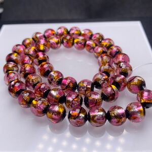 蓄光 ホタルガラス 8mm 連売り 50粒 イエローピンク とんぼ玉