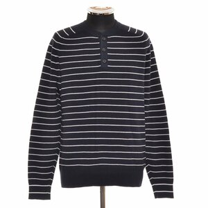 ◆505026 BROOKS BROTHERS ブルックスブラザーズ ◆ニットセーター 18AW ヘンリーネック サイズM（国内L相当） メンズ ネイビー ボーダー