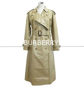 美品 BURBERRY LONDON ENGLAND バーバリー サイズI36 PVC ノバチェック ウエストベルト ロング丈 トレンチコート ベージュ