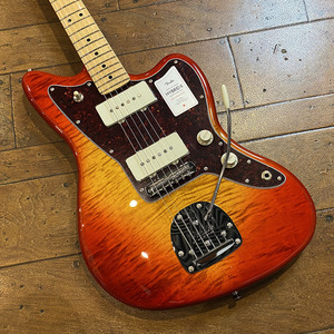 Fender 2024 Collection Made in Japan Hybrid II Jazzmaster Flame Sunset Orange Transparent