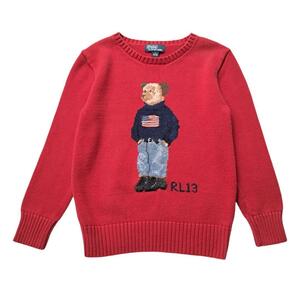 130 POLO RALPH LAUREN ポロラルフローレン セーター ニット ポロべア クマ キッズ 男の子 女の子 トップス プルオーバー 赤 レッド 子ども