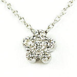 Ponte Vecchio ポンテヴェキオ ダイヤモンド 0.25ct 花 K18WG 18金 ホワイトゴールド 全長約40cm ネックレス 21433