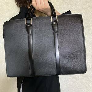 美品 ベタなし A4可 LOUIS VUITTON ルイヴィトン ビジネスバッグ ブリーフケース メンズ M30052 タイガ ポルトドキュマン ロザン レザー 黒