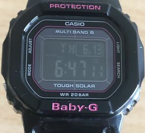 352-0046 CASIO カシオ Baby-G レディース腕時計　電波ソーラー ラバーベルト　黒　ブラック　デジタル　BGD-5000 動作確認済み