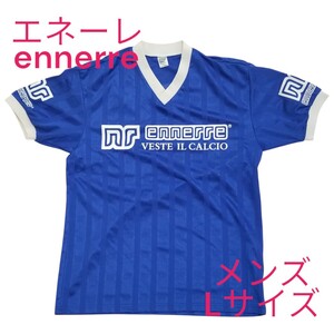 エネーレ　ennerre　サッカー　半袖プラクティスシャツ　フロント・バックプリント　ブルー系　メンズ　Lサイズ　古着