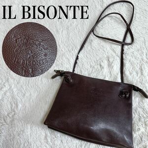 IL BISONTE イルビゾンテ オールレザー ショルダーバッグ ポシェット サコッシュ ロゴ