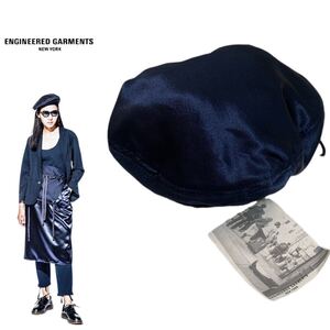 ENGINEERED GARMENTS エンジニアードガーメンツ タグ付未使用品 MADE IN USA USA製 BERET ポリエステルベレー帽 光沢 NAVY M アーカイブ