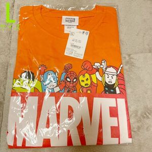 MARVEL ポップコミック マーベルロゴ Tシャツ L オレンジ 新品