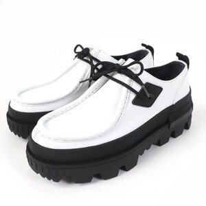 極美品☆MONCLER モンクレール MonLoafers チャンキーソール バイカラー ワラビー レザー ローファー ホワイト ブラック 38 レディース