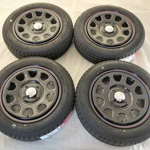 デイトナ 14-5.0J＋42 4-100 ブラック スタッドレス付4本セット 155/65R14 2024年製 ILINK エブリイ NBOX (W2425＋S2)