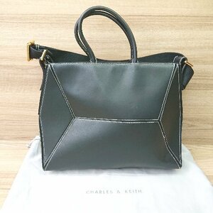 ◇ ◎ CHARLES & KEITH チャールズ＆キース Nasrin 個性的 ジオメトリックトートバッグ ブラック系 レディース E