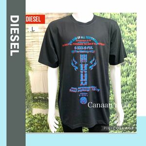 【未使用L】DIESEL ディーゼル 黒Tシャツ T-TUBOLAR-X22