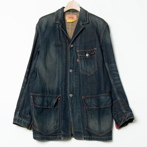 Levi’s リーバイス 70802 サイズXL USED加工 カバーオール デニムジャケット 綿100％ インディゴ メンズ アメカジ ワーク カジュアル