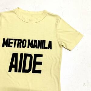 USA古着 80s 90s METRO MANILA AIDE プリント Tシャツ 黄色 / used old ヴィンテージ シンプル VINTAGE 半袖 オールド Y2K