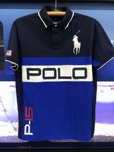 USA正規品【2XL】 POLO ポロ RALPH LAUREN ラルフローレン 半袖 ポロシャツ 襟裏ロゴ セーリング p-15 紺 ロイヤルブルー ビッグポニー