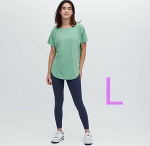 UNIQLO エアリズム ボートネック Tシャツ L シームレス 部屋着 ルームウェア スポーツウェア ヨガ ジム 半袖 冷感 涼感 ユニクロ