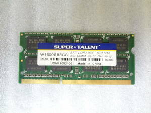 複数入荷　★Super Talent　W1600SB8GS　DDR3-1600　8GB　ノートパソコン用メモリ★　動作品　