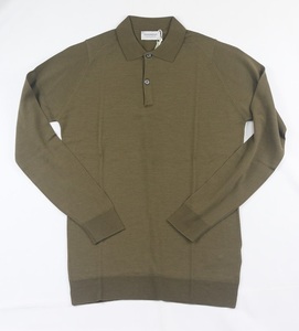 新品 John Smedley ジョンスメドレー 最高級メリノウール ロングポロ　Sサイズ KHAKI