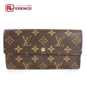 LOUIS VUITTON ルイヴィトン M61726 ポルトモネ・クレディ フラップ モノグラム 長財布 ブラウン レディース【中古】