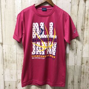 asics アシックス ALL JAPAN BASKETBALL 2015 半袖 Tシャツ Sサイズ ピンク バスケット プラクティスシャツ ポリエステル